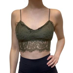 Green lace cami